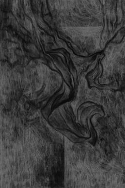 Abstract black and white illustration of Rosemary’s Baby
